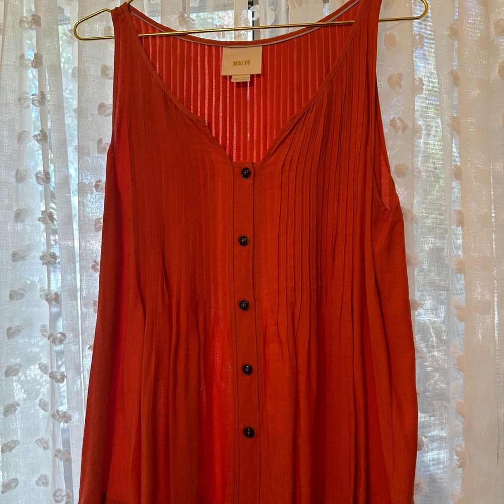 Maeve — Orange Sleeveless V-Neck Flowy Blouse — Size 10 — Anthropologie - Picture 5 of 13